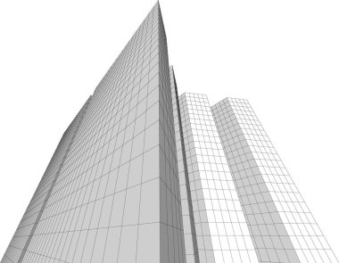 Arkaplanda mimari bina 3d illüstrasyon