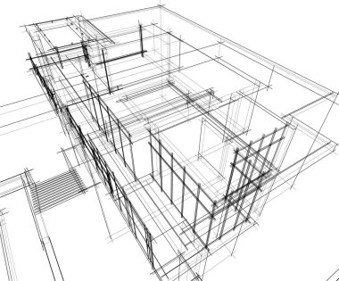 Mimari sanat konseptinde soyut çizgiler, minimum geometrik şekiller. 