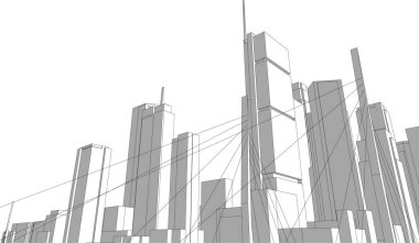 Mimari sanat konseptinde soyut çizgiler, minimum geometrik şekiller. 