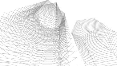 Mimari sanat konseptinde soyut çizgiler, minimum geometrik şekiller. 