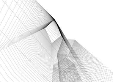 Mimari sanat konseptinde soyut çizgiler, minimum geometrik şekiller. 