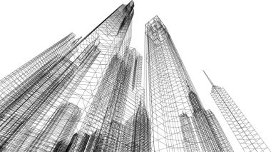 Mimari sanat konseptinde soyut çizgiler, minimum geometrik şekiller.