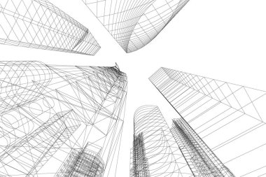 Mimari sanat konseptinde soyut çizgiler, minimum geometrik şekiller.