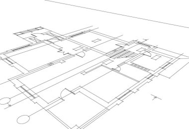 Mimari sanat konseptinde soyut çizgiler, minimum geometrik şekiller. 