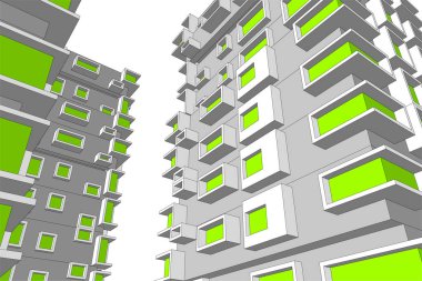 Mimari sanat konseptinde soyut çizgiler, minimum geometrik şekiller. 