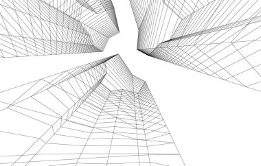 Mimari sanat konseptinde soyut çizgiler, minimum geometrik şekiller.