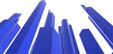 Arkaplanda mimari bina 3d illüstrasyon