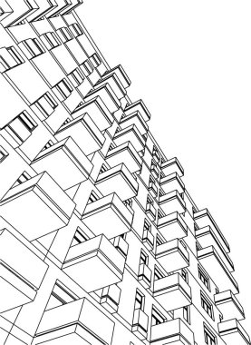 Mimari sanat konseptinde soyut çizgiler, minimum geometrik şekiller. 