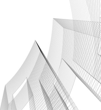 Arkaplanda mimari bina 3d illüstrasyon