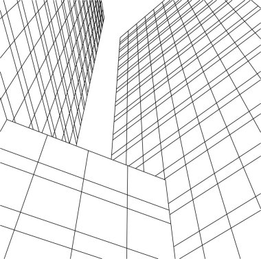 Mimari sanat konseptinde soyut çizgiler, minimum geometrik şekiller. 