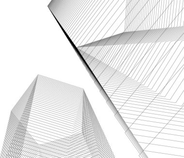 Mimari sanat konseptinde soyut çizgiler, minimum geometrik şekiller. 