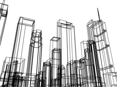 Mimari sanat konseptinde soyut çizgiler, minimum geometrik şekiller. 
