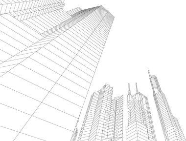 Mimari sanat konseptinde soyut çizgiler, minimum geometrik şekiller. 