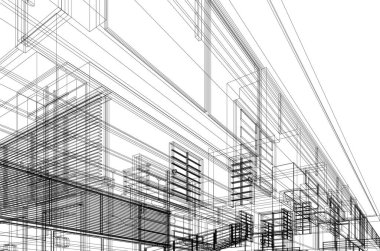 Mimari sanat konseptinde soyut çizgiler, minimum geometrik şekiller. 