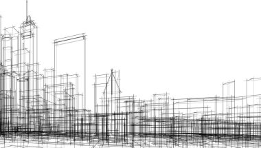 Mimari sanat konseptinde soyut çizgiler, minimum geometrik şekiller. 