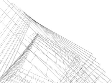 Mimari sanat konseptinde soyut çizgiler, minimum geometrik şekiller. 