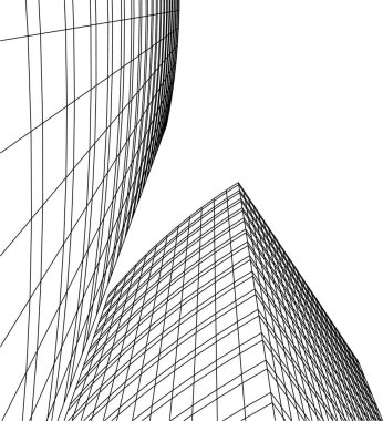 Mimari sanat konseptinde soyut çizgiler, minimum geometrik şekiller. 