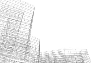 Mimari sanat konseptinde soyut çizgiler, minimum geometrik şekiller.