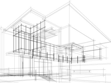 Mimari sanat konseptinde soyut çizgiler, minimum geometrik şekiller. 