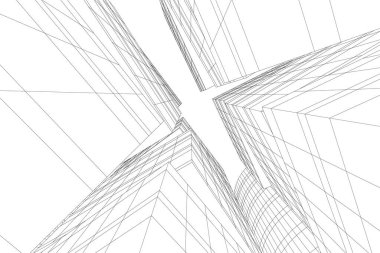 Mimari sanat konseptinde soyut çizgiler, minimum geometrik şekiller. 