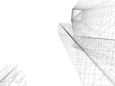 Mimari sanat konseptinde soyut çizgiler, minimum geometrik şekiller. 