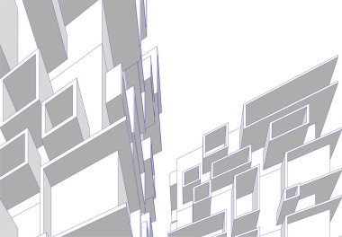 Mimari sanat konseptinde soyut çizgiler, minimum geometrik şekiller. 