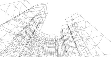 Mimari sanat konseptinde soyut çizgiler, minimum geometrik şekiller.