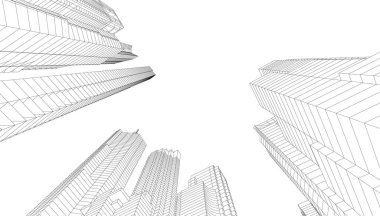 Mimari sanat konseptinde soyut çizgiler, minimum geometrik şekiller. 