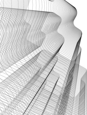 Mimari sanat konseptinde soyut çizgiler, minimum geometrik şekiller.