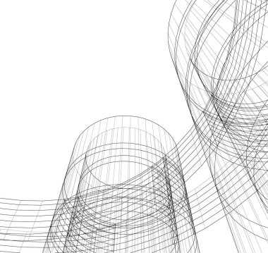 Mimari sanat konseptinde soyut çizgiler, minimum geometrik şekiller. 