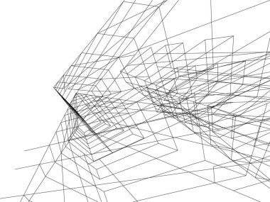 Mimari sanat konseptinde soyut çizgiler, minimum geometrik şekiller. 