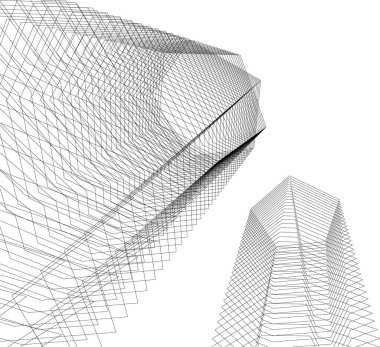 Mimari sanat konseptinde soyut çizgiler, minimum geometrik şekiller. 