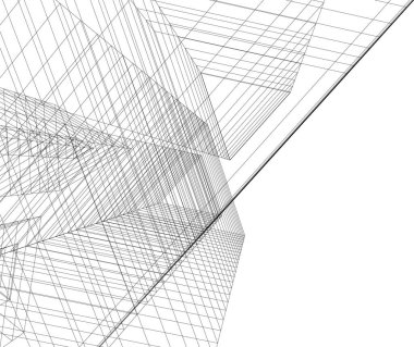 Mimari sanat konseptinde soyut çizgiler, minimum geometrik şekiller. 