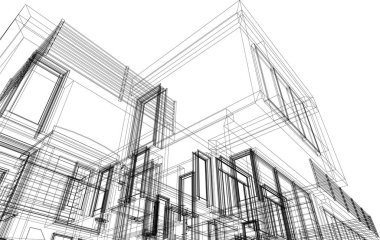 Mimari sanat konseptinde soyut çizgiler, minimum geometrik şekiller.