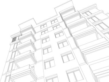 Mimari sanat konseptinde soyut çizgiler, minimum geometrik şekiller. 