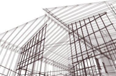 Mimari sanat konseptinde soyut çizgiler, minimum geometrik şekiller.