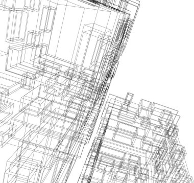 Mimari sanat konseptinde soyut çizgiler, minimum geometrik şekiller.