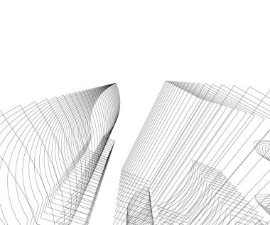 Mimari sanat konseptinde soyut çizgiler, minimum geometrik şekiller.