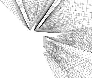 Mimari sanat konseptinde soyut çizgiler, minimum geometrik şekiller. 