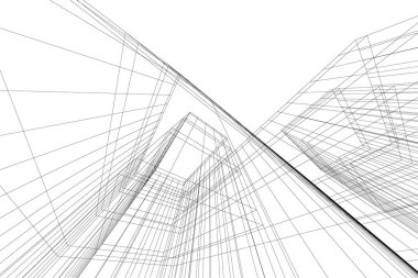 Mimari sanat konseptinde soyut çizgiler, minimum geometrik şekiller. 