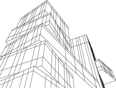 Mimari sanat konseptinde soyut çizgiler, minimum geometrik şekiller. 