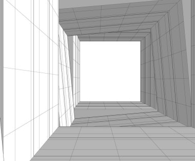 Mimari sanat konseptinde soyut çizgiler, minimum geometrik şekiller. 