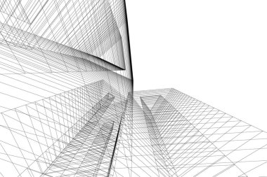 Mimari sanat konseptinde soyut çizgiler, minimum geometrik şekiller. 