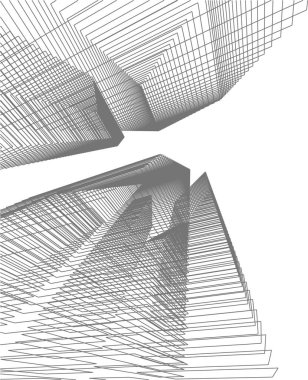 Mimari sanat konseptinde soyut çizgiler, minimum geometrik şekiller. 