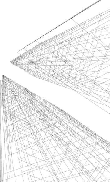 建筑艺术概念中的抽象绘图线 最小几何形状 — 图库矢量图片