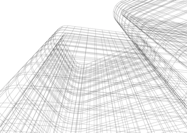 Abstrakta Teckningslinjer Arkitektonisk Konst Koncept Minimala Geometriska Former — Stock vektor