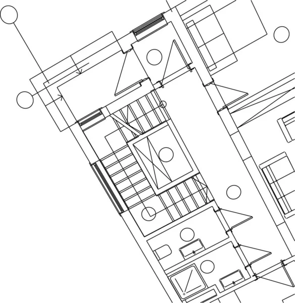 Abstraktní Kreslicí Čáry Architektonickém Pojetí Minimální Geometrické Tvary — Stockový vektor