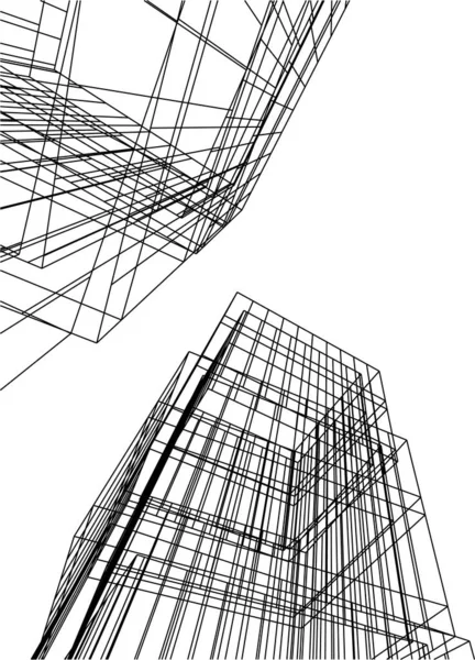 Linhas Abstratas Desenho Conceito Arte Arquitetônica Formas Geométricas Mínimas — Vetor de Stock