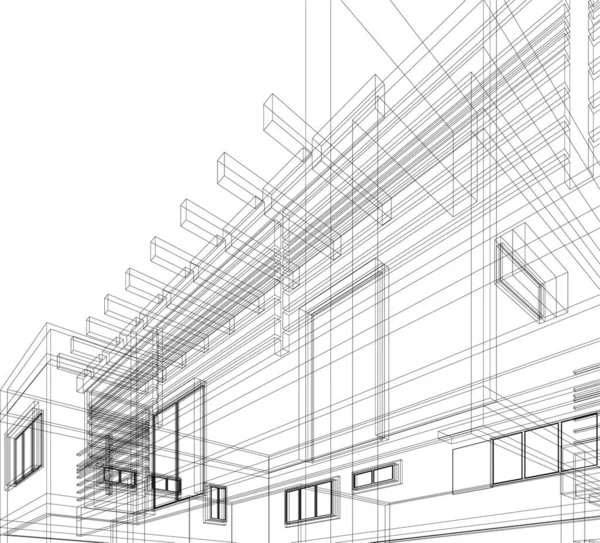 Linee Disegno Astratte Nel Concetto Arte Architettonica Forme Geometriche Minime — Vettoriale Stock