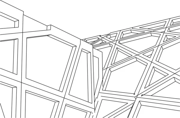 最小限の幾何学的形状建築線 — ストックベクタ